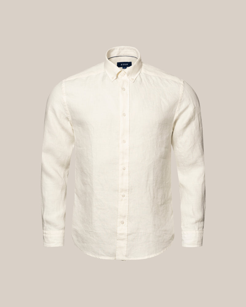 White Linen Slim Twill Shirt