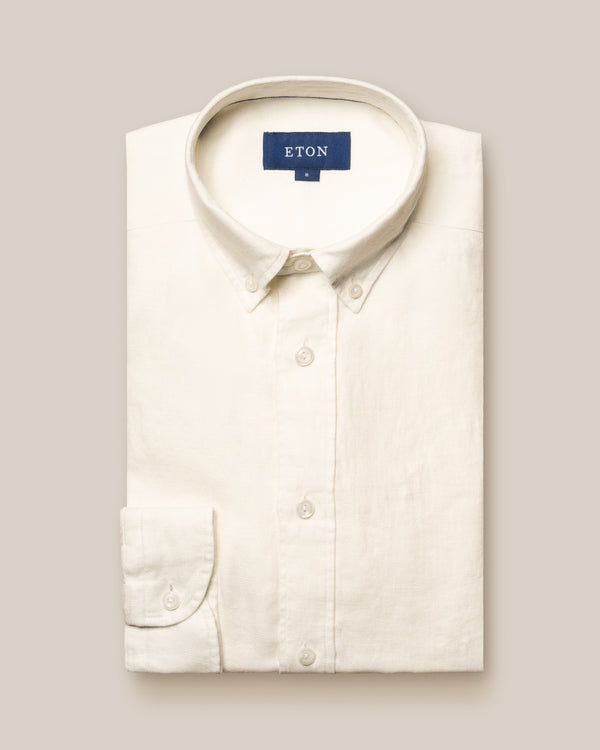 White Linen Slim Twill Shirt