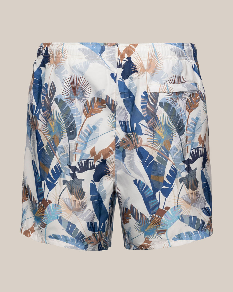 Mid Blue Leaf Swimming Shorts