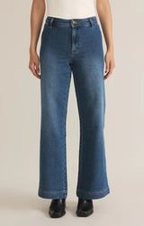 Rilynn Knit Denim Wide Leg Trouser