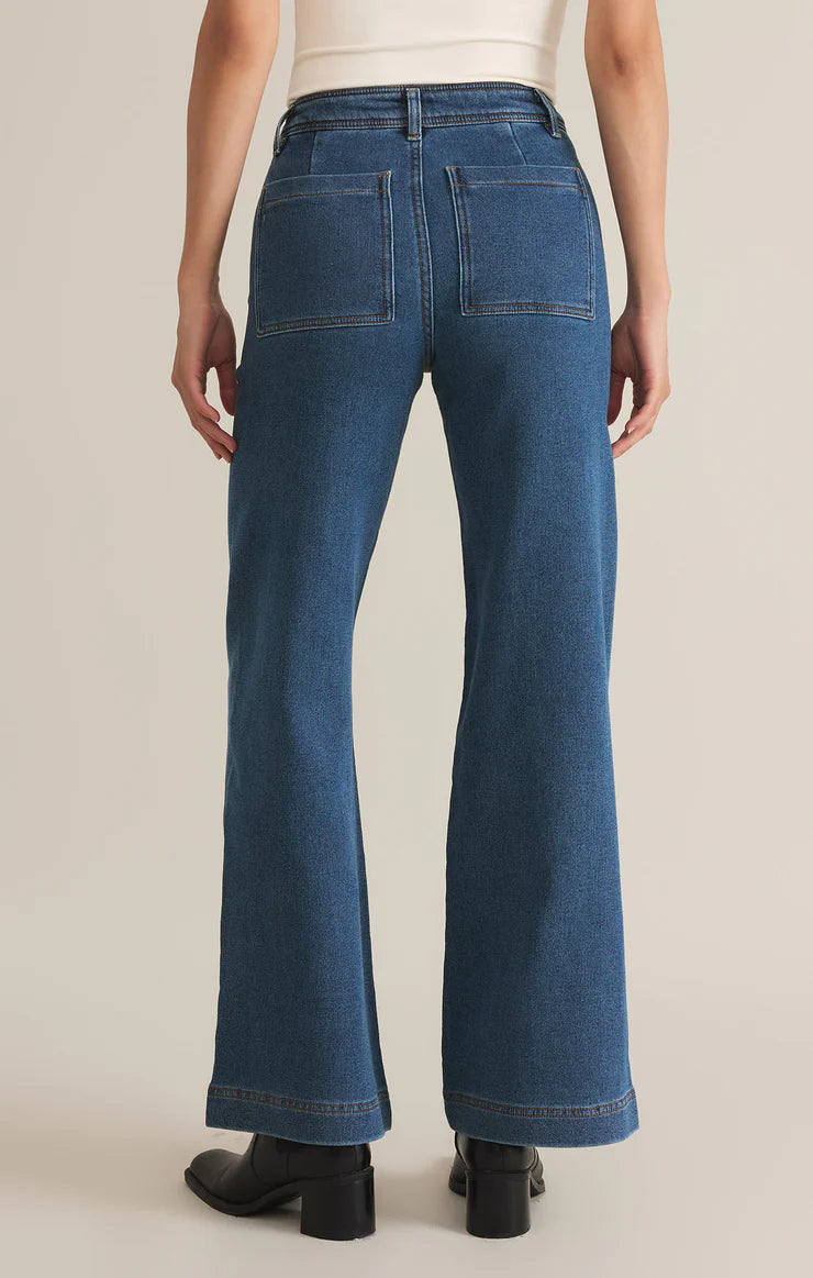 Rilynn Knit Denim Wide Leg Trouser