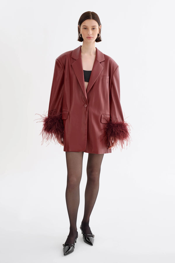 Galia Feather Trim Blazer