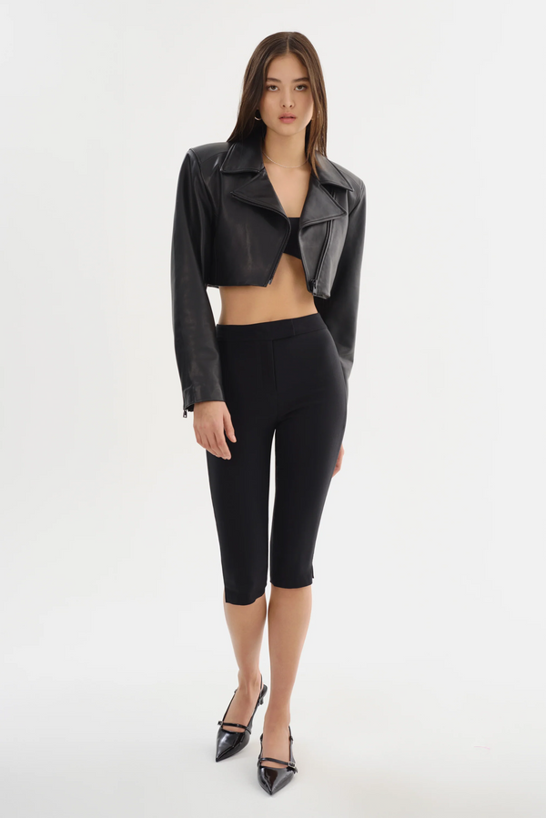 Daylin Cropped Leather Jacket