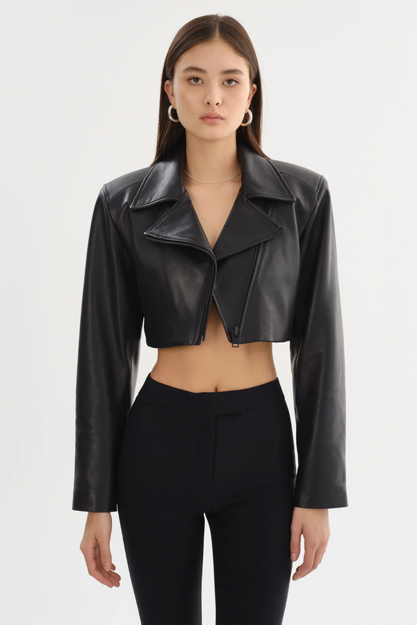 Daylin Cropped Leather Jacket