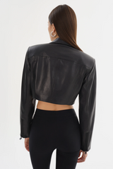 Daylin Cropped Leather Jacket