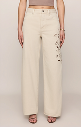 The Show Off Denim High Rise Bowed Wide
