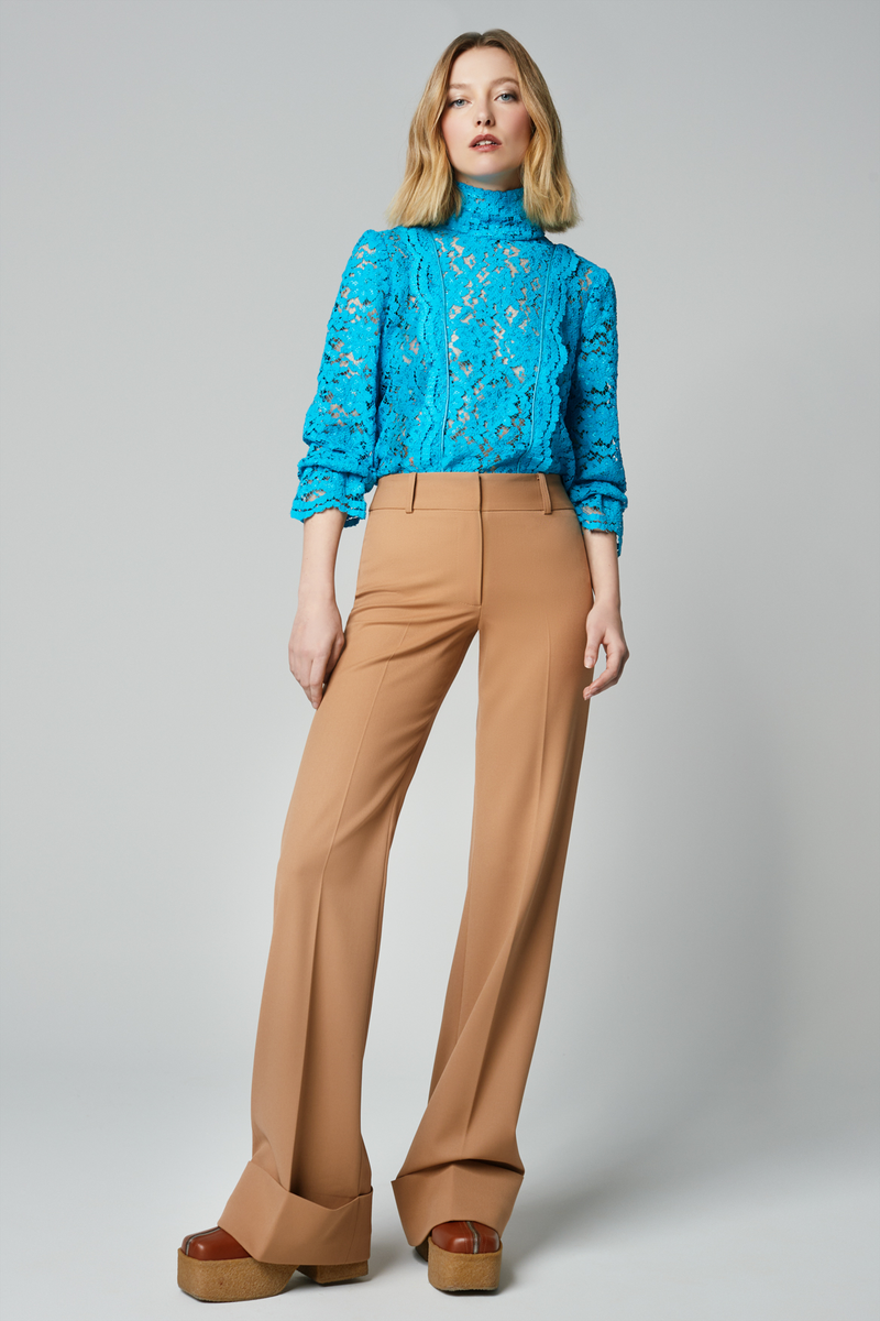 Wide Leg Cuffed Trouser