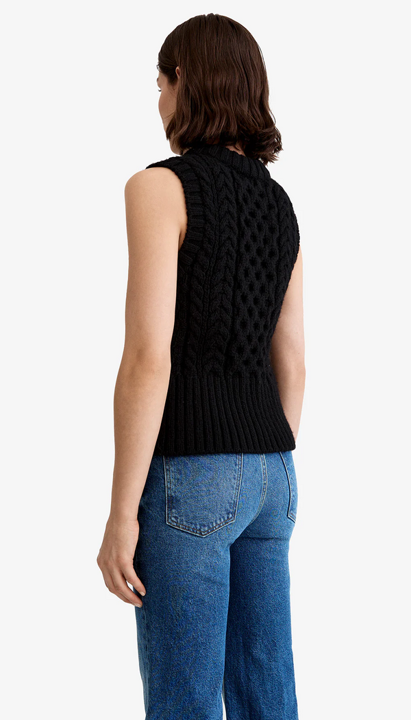 Cable-Knit Crewneck Vest