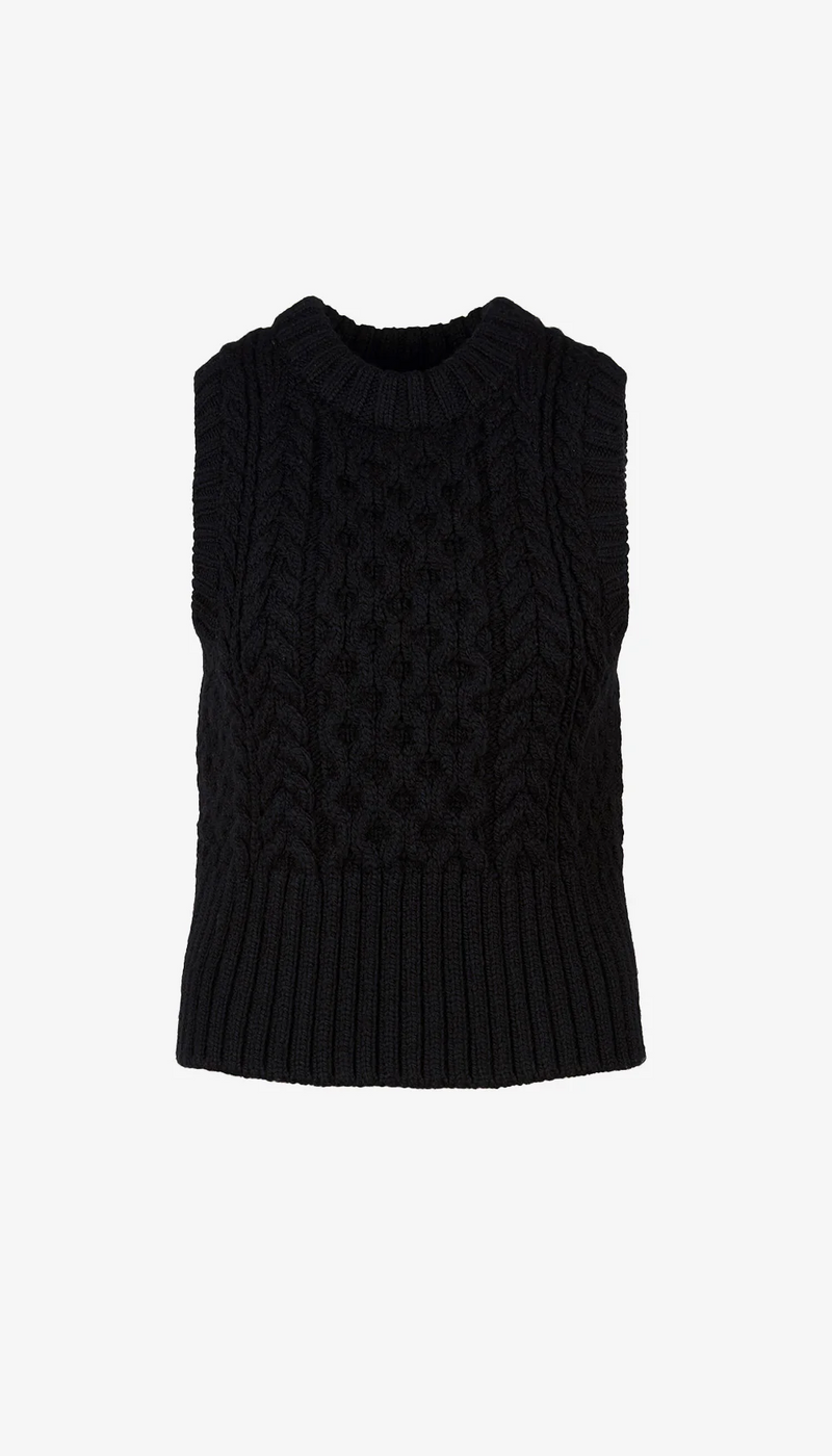 Cable-Knit Crewneck Vest