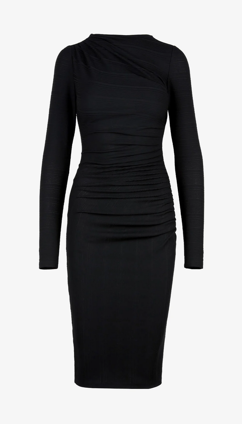 Ruched Knit Midi Dress