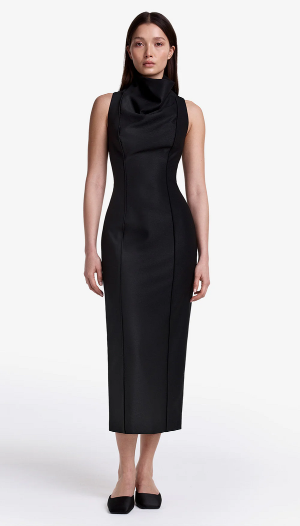 Funnel Neck Midi Dress