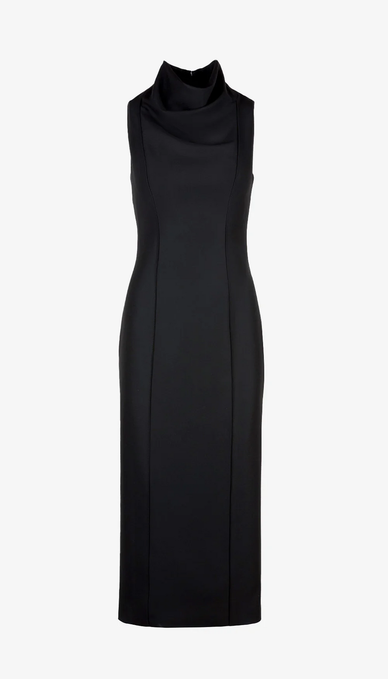 Funnel Neck Midi Dress