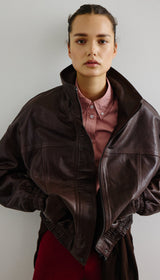 Oversized Leather Bomber