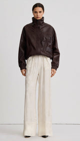 Oversized Leather Bomber