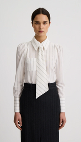 Neck Tie Box Pleat Shirt