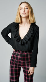 Deep V Ruffle Blouse