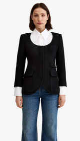 Crop Sleeve Portrait Neck Blazer