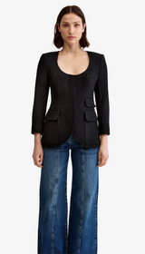 Crop Sleeve Portrait Neck Blazer