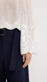 Embroidered Bell Sleeve Blouse