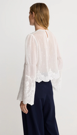 Embroidered Bell Sleeve Blouse