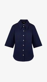 3/4 Sleeve Point Collar Shirt