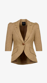 Crop Sleeve Pouf One Button Blazer