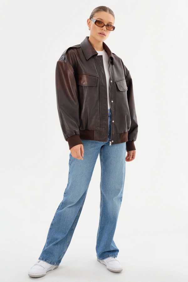 Trevanna Leather Bomber