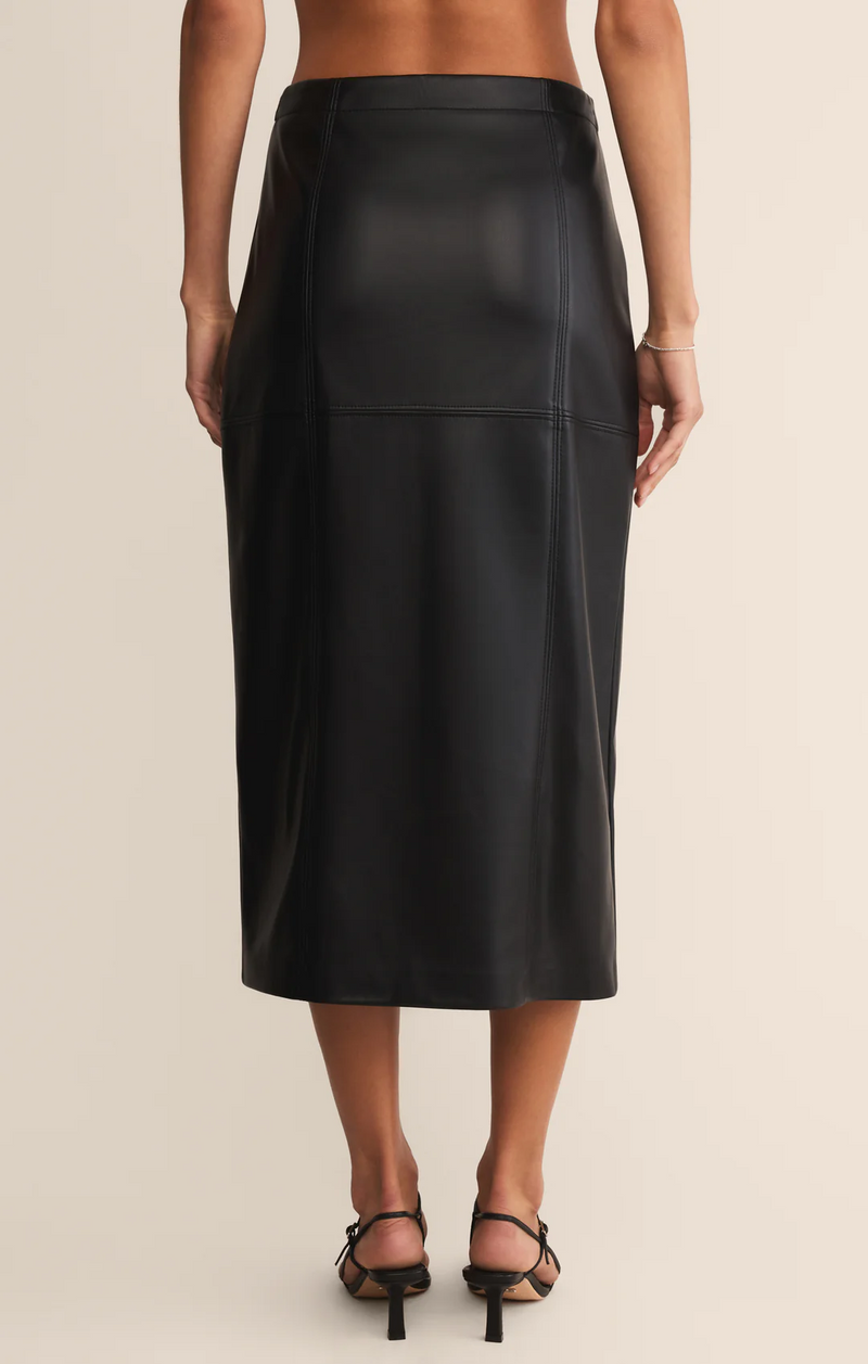 Reine Faux Leather Midi Skirt