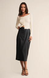 Reine Faux Leather Midi Skirt