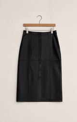 Reine Faux Leather Midi Skirt