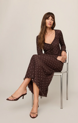 Eda Polka Dot Mesh Midi Skirt