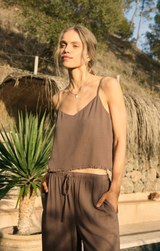 Sabel Cropped Linen Tank