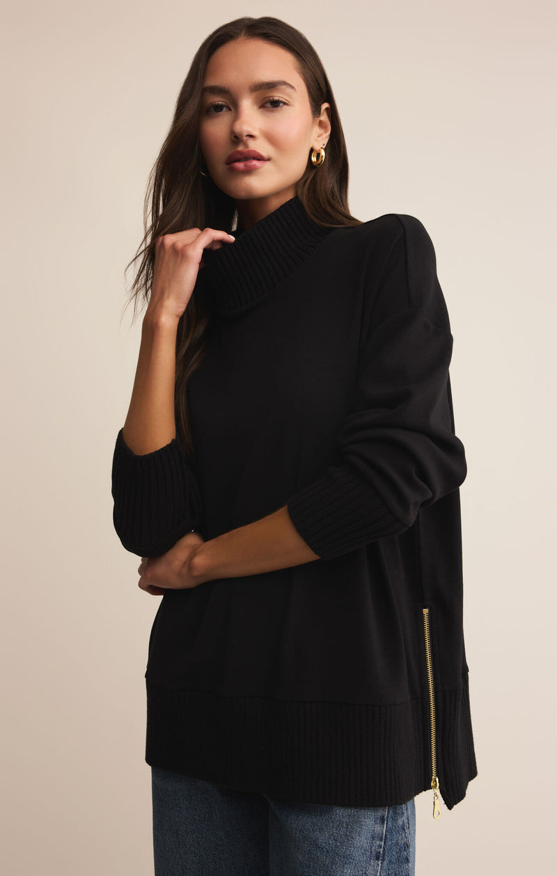 Sable Luxe Mock Neck Top