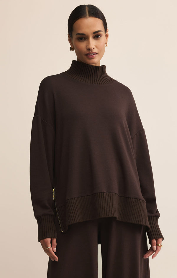 Sable Luxe Mock Neck Top