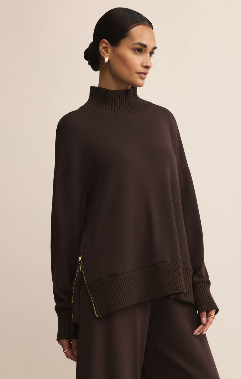 Sable Luxe Mock Neck Top