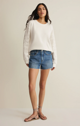 Mosaic Knit Eyelet Sweatshirt