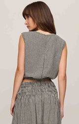Merit Cropped Gingham Linen Top