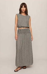 Merit Cropped Gingham Linen Top