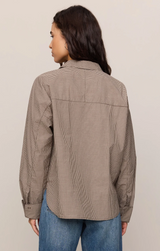 On Duty Gingham Button Up Top