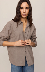 On Duty Gingham Button Up Top