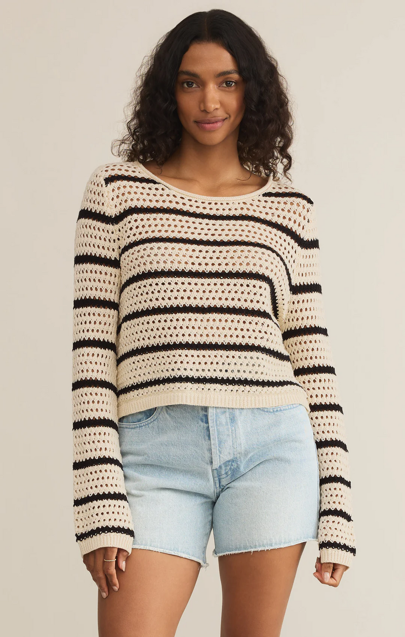 Kit Stripe Crochet Sweater