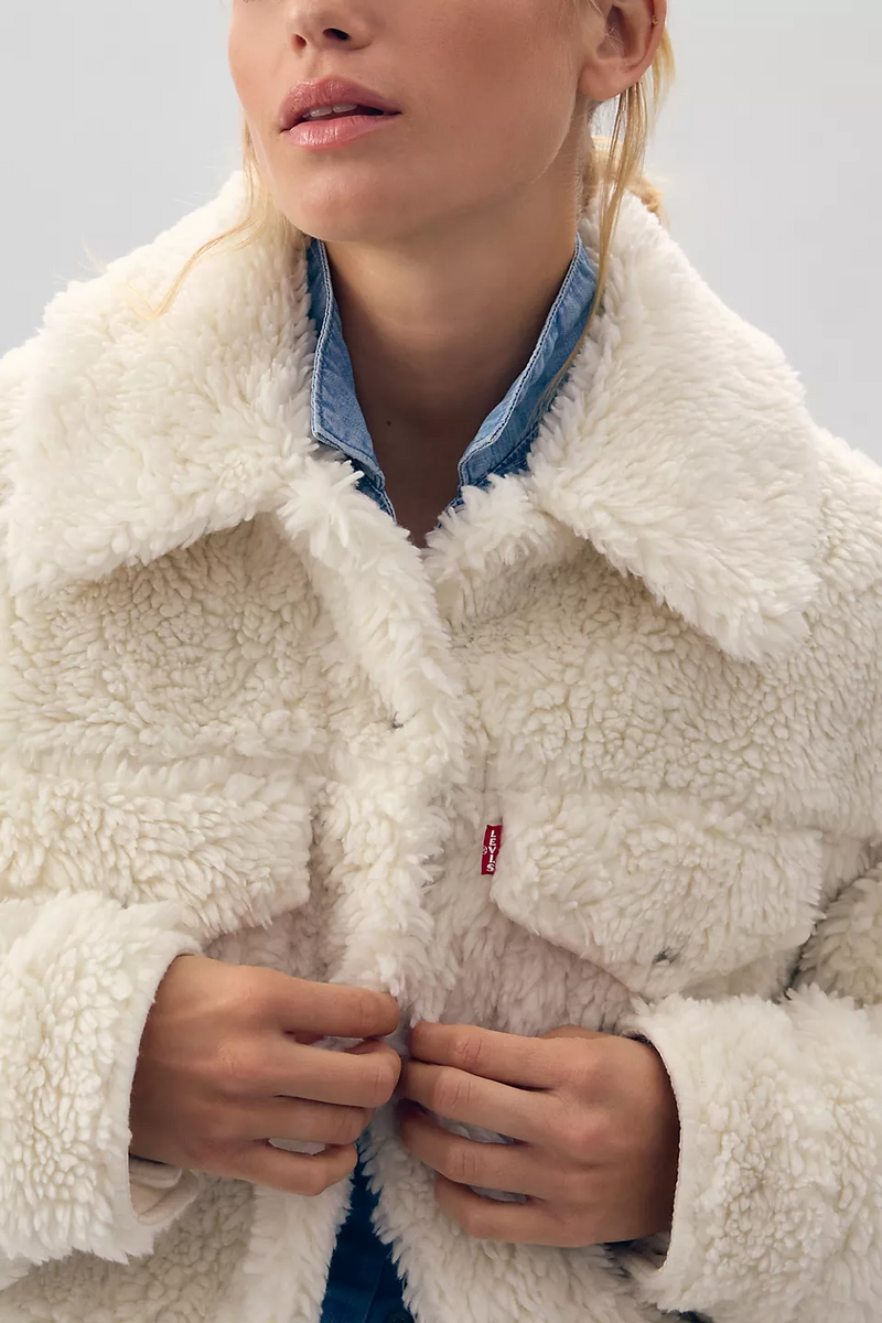 White sherpa trucker jacket hotsell