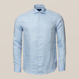 Blue Linen Twill Contemporary Shirt