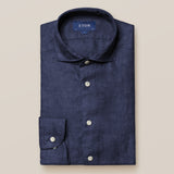 Navy Linen Twill Contemporary Shirt