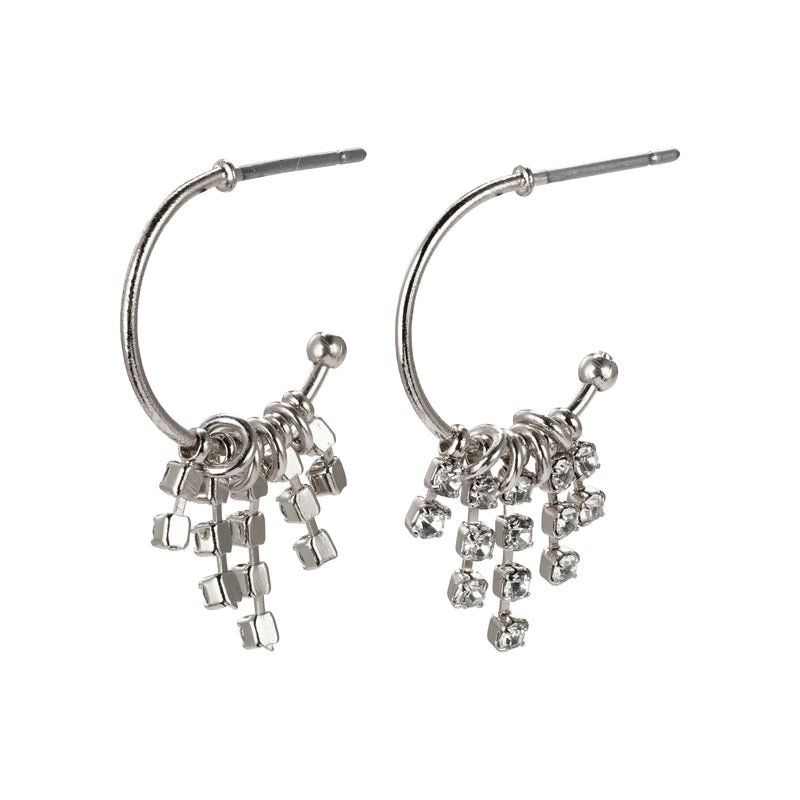 Silver Crystal Hoops : Fire Element