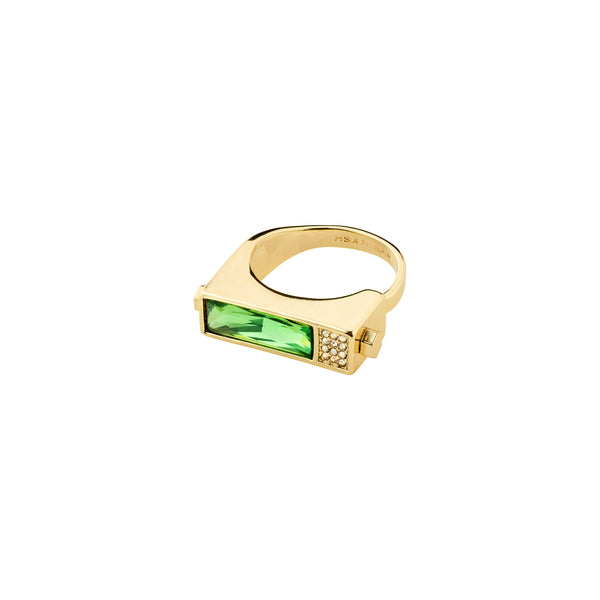 HANNA SCHÖNBERG x PILGRIM recycled ring green/gold-plated