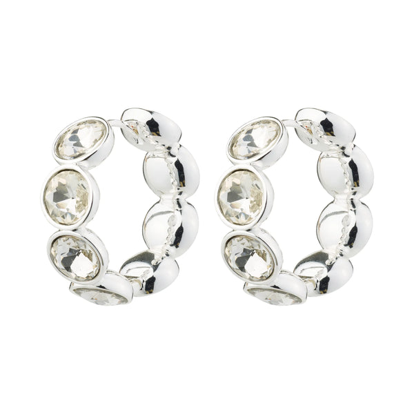 CALLIE recycled crystal hoops silver-plated