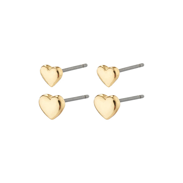 Afroditte recycled heart earrings 2-in-1 set gold-plated