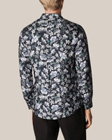 Navy Floral Silk Twill Shirt