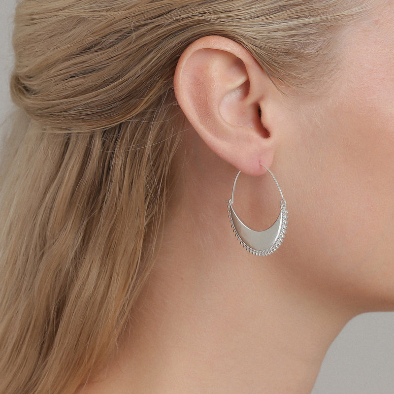Silver Kiku Earrings - Medium